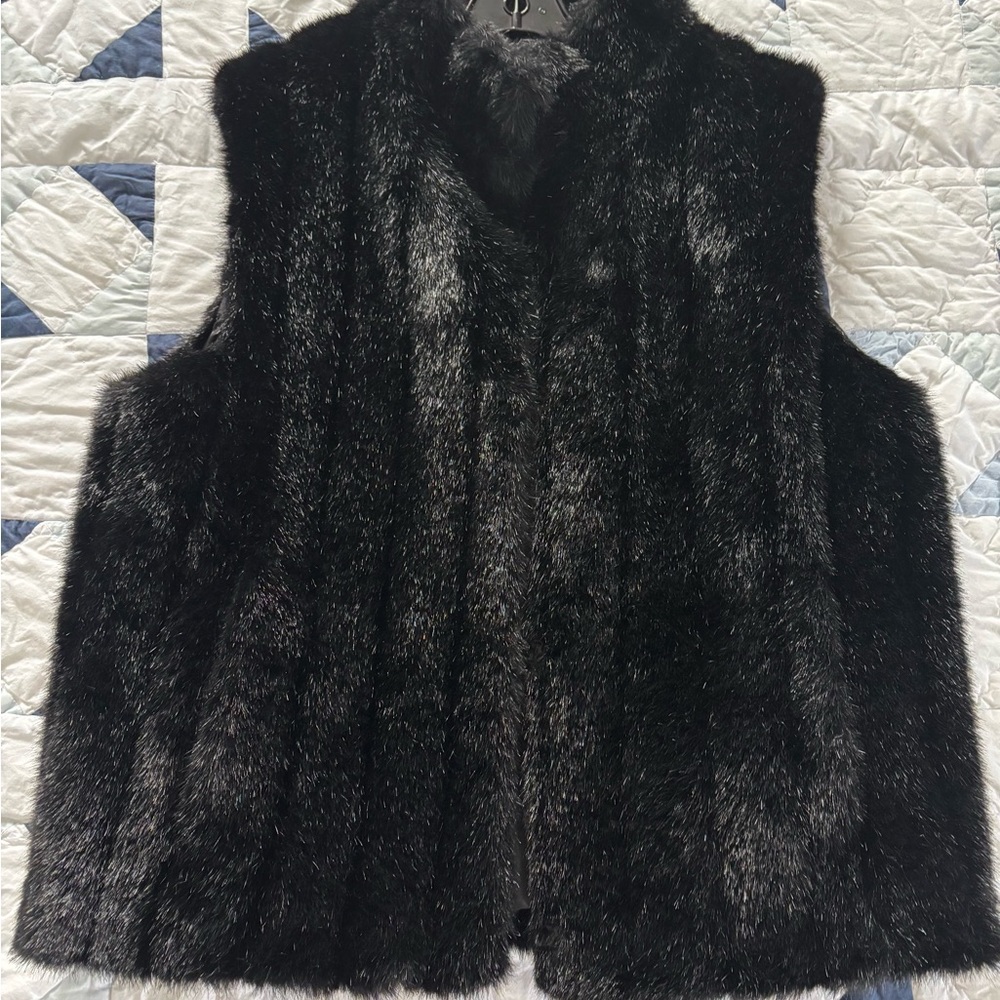 Fabulous Furs Black Faux Fur Vest